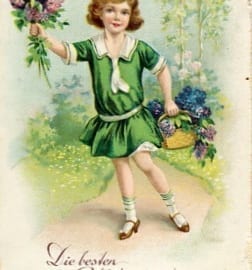 Geburtstag, Mädchen mit Blumenstrauss