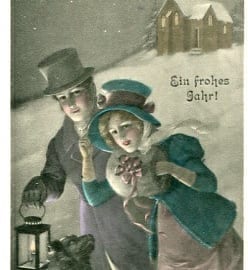 Neujahr, Paar mit Hund