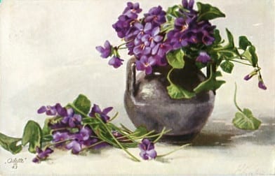 Veilchen in Vase, Oilette