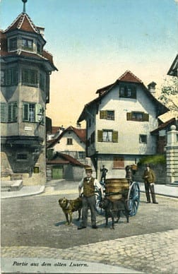 Luzern, Partie aus dem alten Luzern, Milchmann