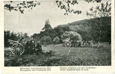 Grenzbesetzung 1914/15, Artillerie auf Jurahöhen