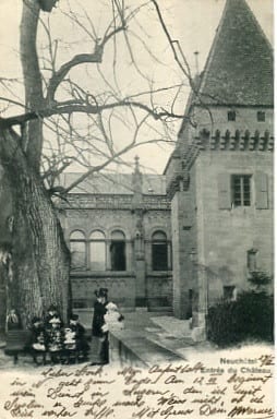 Neuenburg, Entree du Chateau, belebt