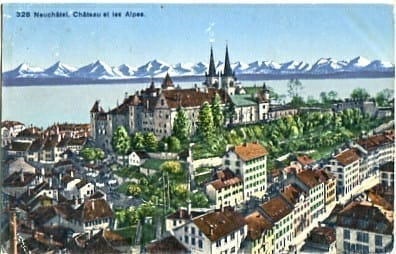 Neuenburg, Chateau et les Alpes
