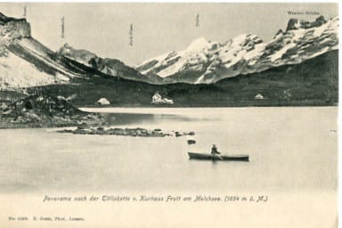 Melchsee, Panorama vom Kurhaus Reinhard, Ruderboot