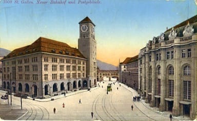 St.Gallen, Neuer Bahnhof und Postgebäude
