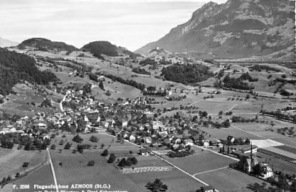 Azmoos, Flugaufnahme, Ruine Wartau, Drei Schwestern