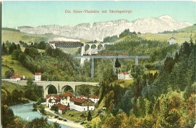 St.Gallen, Sitter Viadukte mit Säntisgebirge