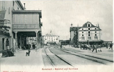 Rorschach, Bahnhof und Kornhaus, belebt
