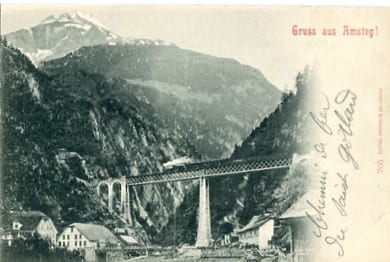 Amsteg, Gotthardbahn, mit Eisenbahn