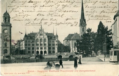 Zürich, Hauptpost, Stadthaus, Fraumünster